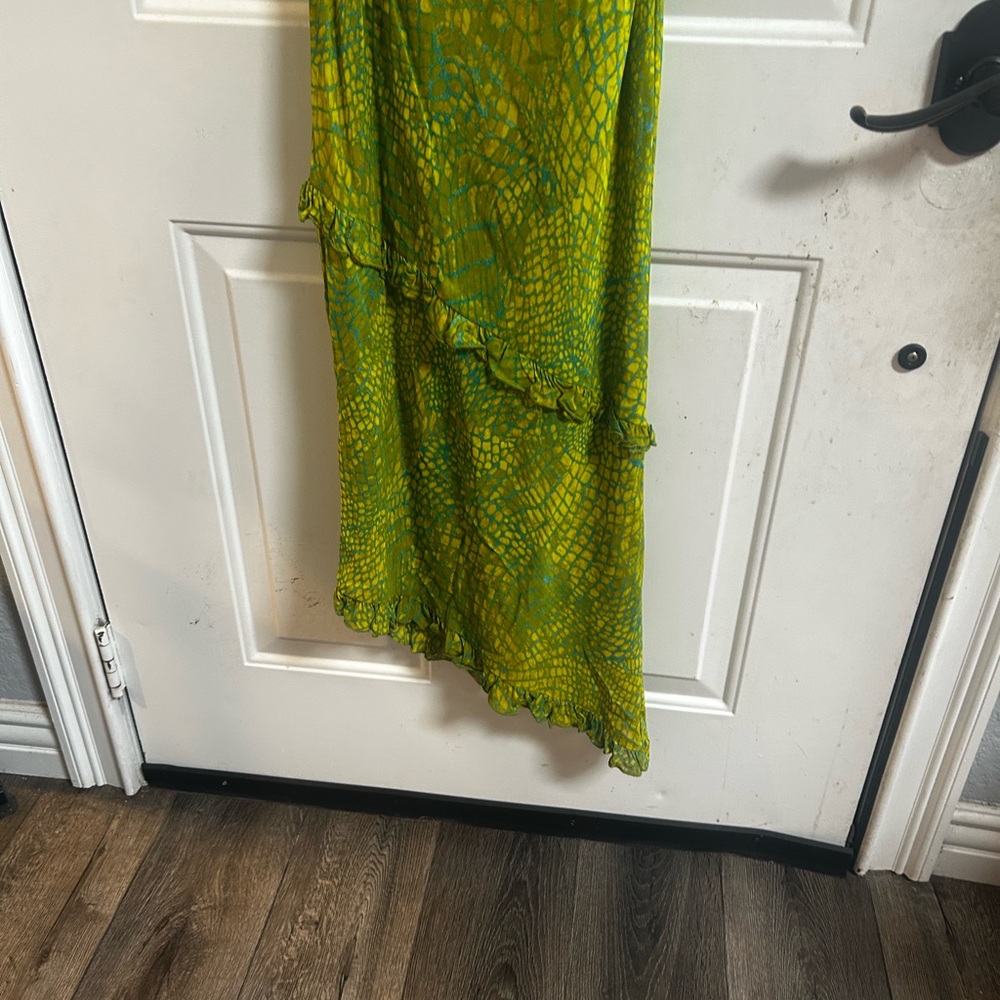 Y2K Allen B. By Allen Schwartz Asymmetrical Green Dress Sz 4 - Picture 6 of 15